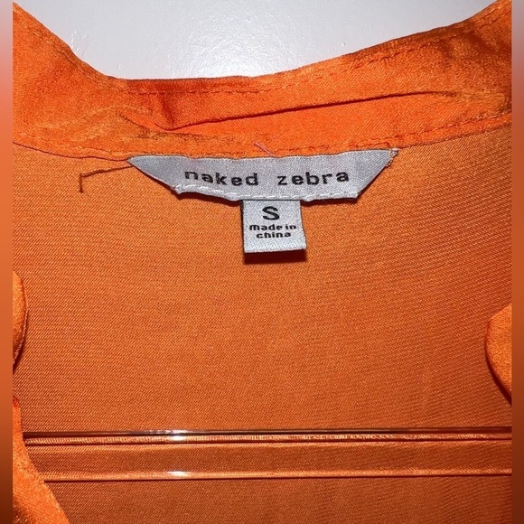 Naked Zebra Orange Blouse Short Sleeve Size S - Picture 7 of 8